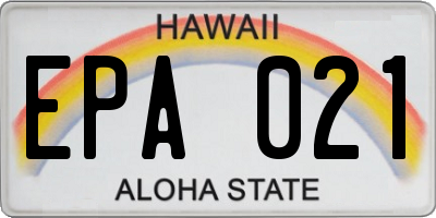 HI license plate EPA021