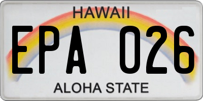 HI license plate EPA026