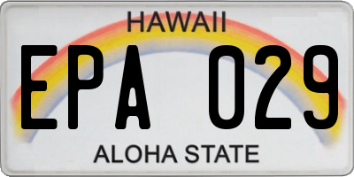 HI license plate EPA029