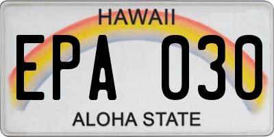 HI license plate EPA030
