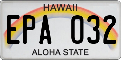 HI license plate EPA032