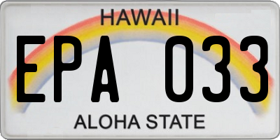 HI license plate EPA033