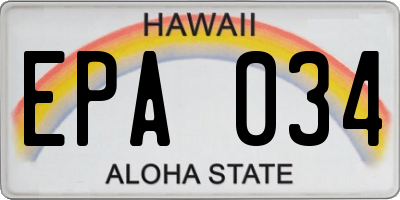 HI license plate EPA034