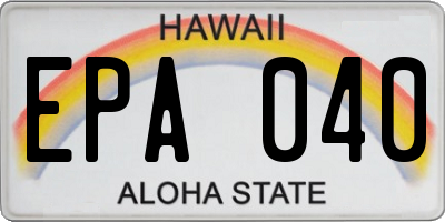 HI license plate EPA040