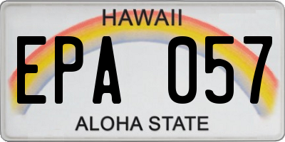 HI license plate EPA057