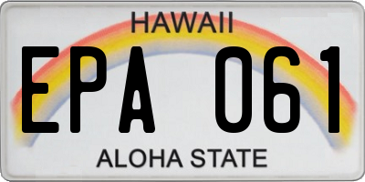 HI license plate EPA061