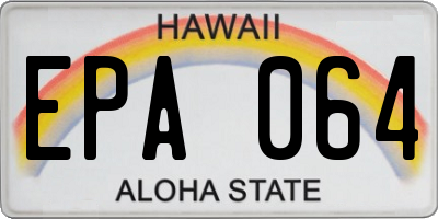 HI license plate EPA064