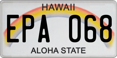 HI license plate EPA068