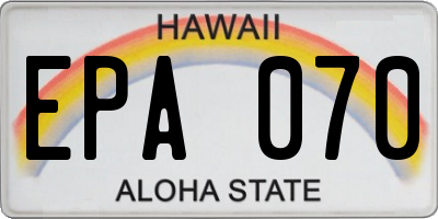 HI license plate EPA070