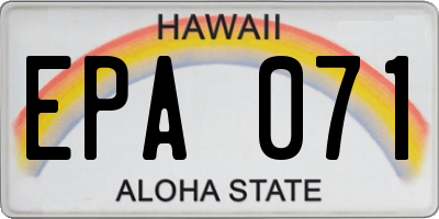 HI license plate EPA071