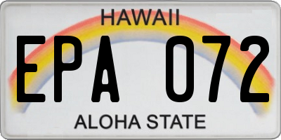 HI license plate EPA072