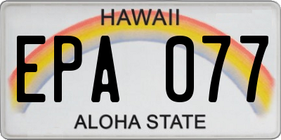 HI license plate EPA077