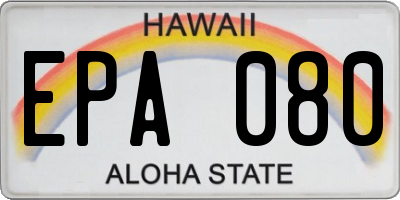 HI license plate EPA080