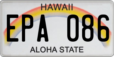 HI license plate EPA086