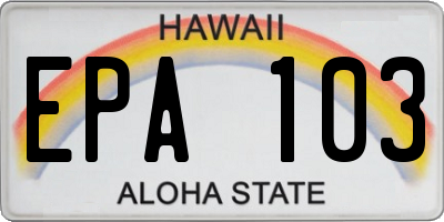 HI license plate EPA103