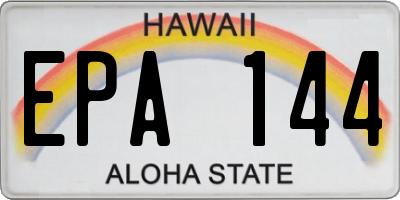 HI license plate EPA144