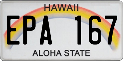 HI license plate EPA167