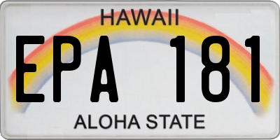 HI license plate EPA181