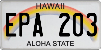 HI license plate EPA203