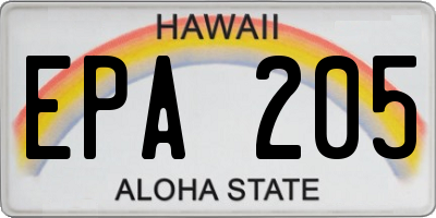 HI license plate EPA205