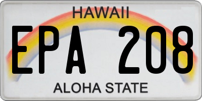 HI license plate EPA208