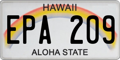 HI license plate EPA209