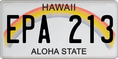 HI license plate EPA213