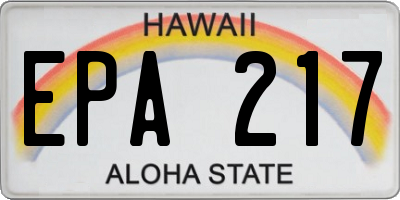 HI license plate EPA217