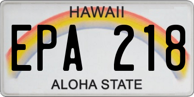 HI license plate EPA218