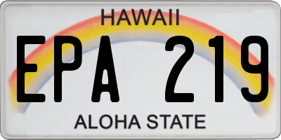 HI license plate EPA219