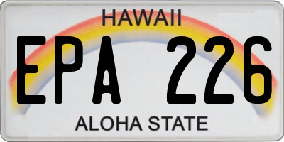 HI license plate EPA226