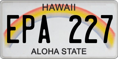 HI license plate EPA227