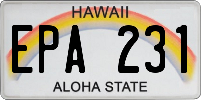 HI license plate EPA231