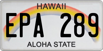 HI license plate EPA289