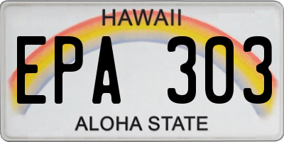 HI license plate EPA303