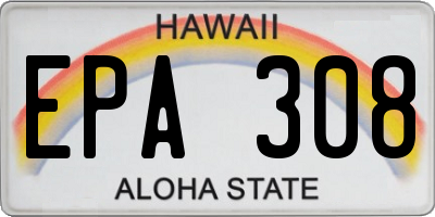 HI license plate EPA308