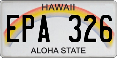 HI license plate EPA326