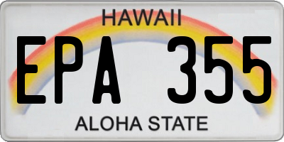 HI license plate EPA355