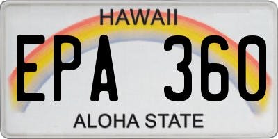 HI license plate EPA360