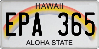 HI license plate EPA365