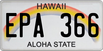 HI license plate EPA366