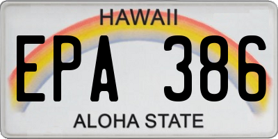 HI license plate EPA386
