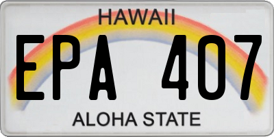 HI license plate EPA407