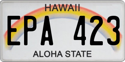 HI license plate EPA423