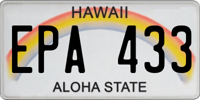 HI license plate EPA433