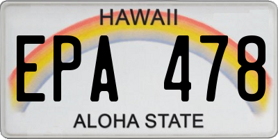 HI license plate EPA478