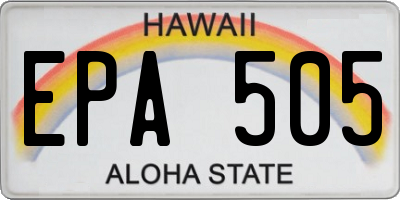HI license plate EPA505