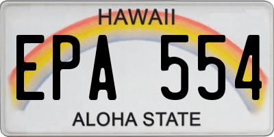 HI license plate EPA554