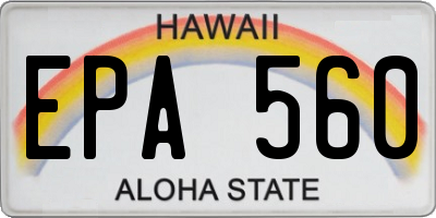 HI license plate EPA560