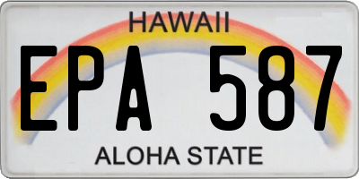 HI license plate EPA587